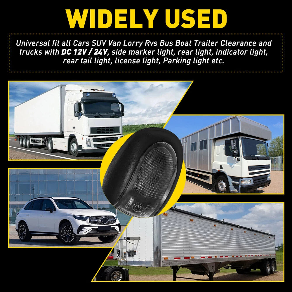 10x LED CLEARANCE LIGHTS SIDE MARKER LAMP RED AMBER TRAILER TRUCK CARAVAN VOLT