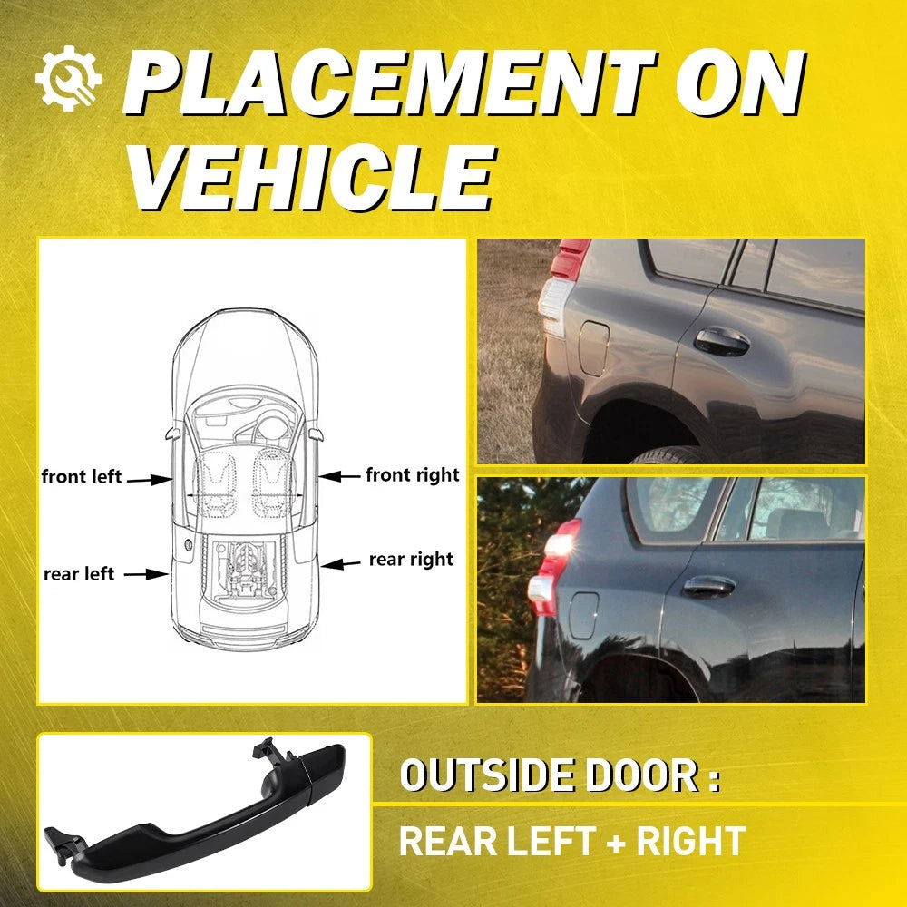 1-10X Rear Outer Door Handle Fit For Toyota Prado J150 Series 2009-2020 Black A