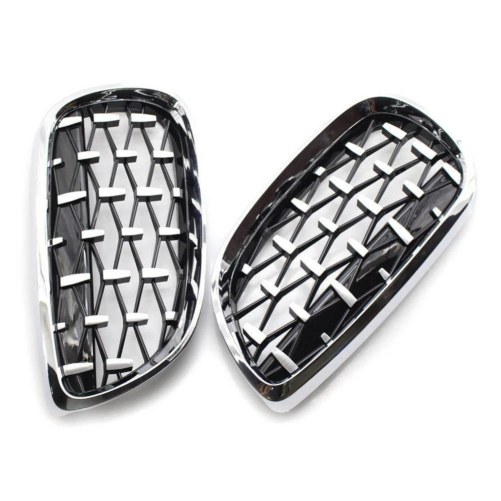 For BMW E92 E93 2006-09 Coupe M3 Diamond Front Kidney Grille Grill Chrome Black