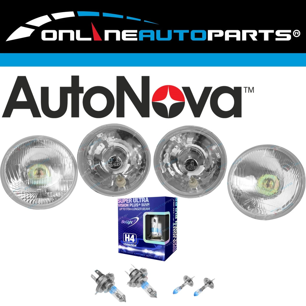 4 Crystal Headlight 5-3/4" Round Lamp Kit Halogen H4 60/55w / H1 55w High Beam
