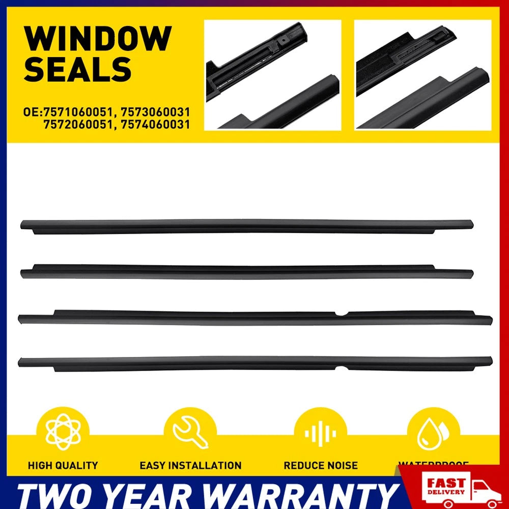 4X Window Seal Weather Strips For Toyota LandCruiser 100 105 Series 4 Doors SUV