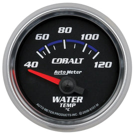 Autometer Cobalt 2-1/16in Water Temp Gauge 40-120C Short Sweep Electric AU6137-M