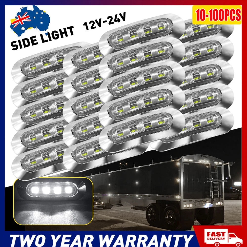 10-100X LED Clearance Lights Side Marker White Lamp Trailer Caravan Universal A2