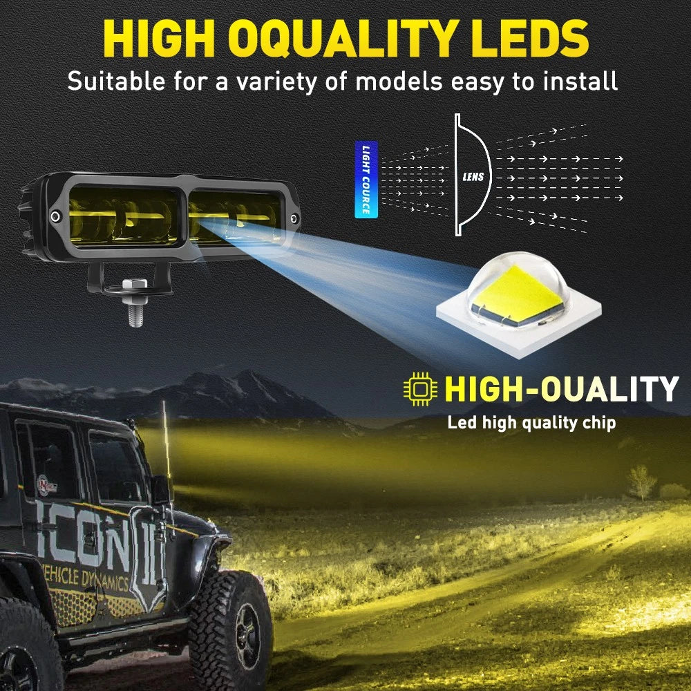 2-20x 6Inch Work Offroad Driving Light Amber LED Bar Flood Spot Combo Fog 4WD A