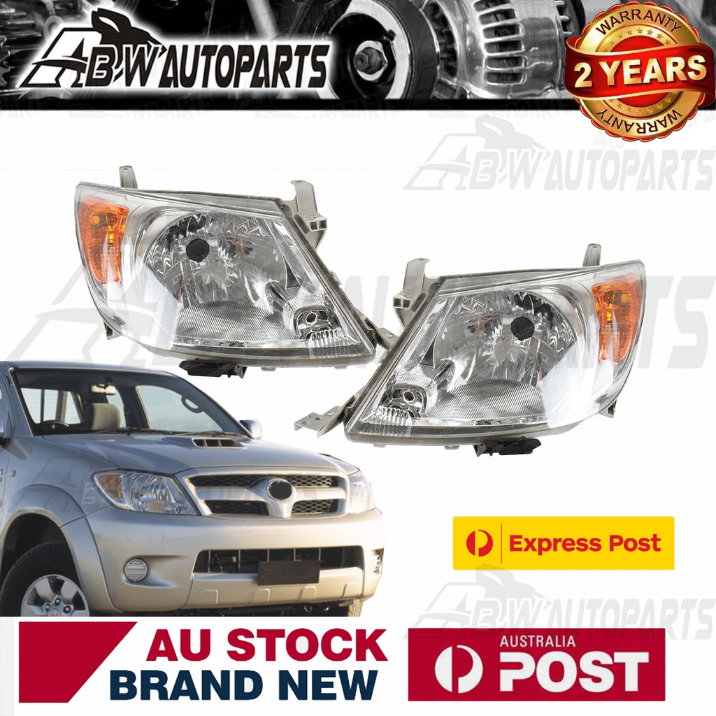 Pair LH+RH Head Light For Toyota Hilux SR SR5 Workmate GGN KUN TGN Ute 2005-2008