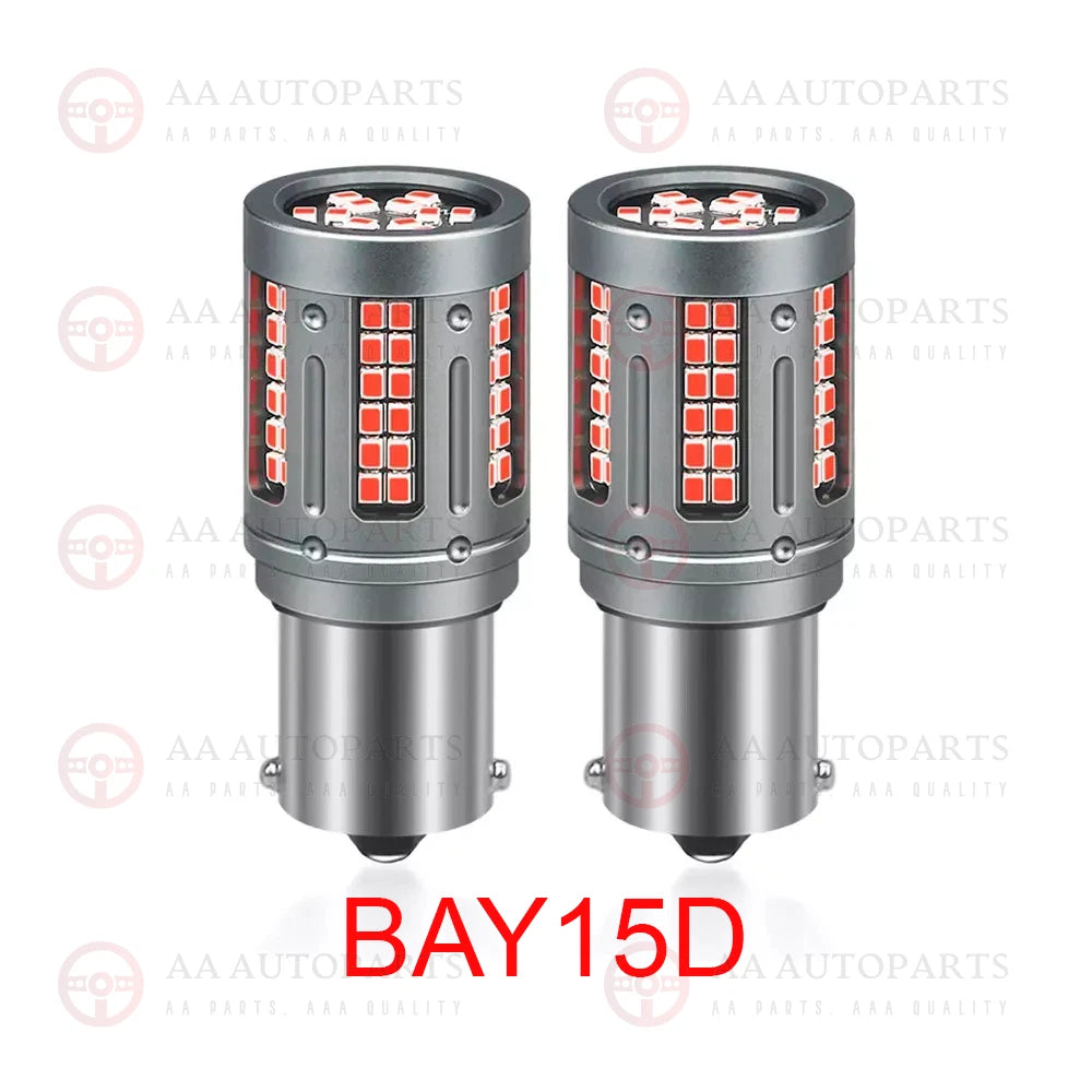 LED Red Rear Brake Light Bulbs BAY15D 1157 P21/5W CANBUS Pair 2PCS