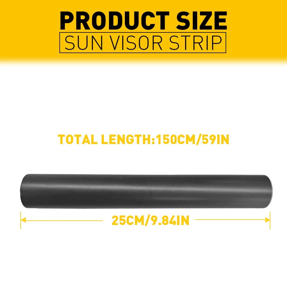 Matte Black Decal Sun Strip Shade Windshield Banner Eyebrow Windscreen-Tint-Film