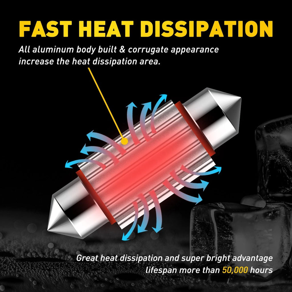 2x BLUE FESTOON LED INTERIOR DOME LIGHT MAP BULB GLOBE 12V CAR 4WD 36MM 12SMD