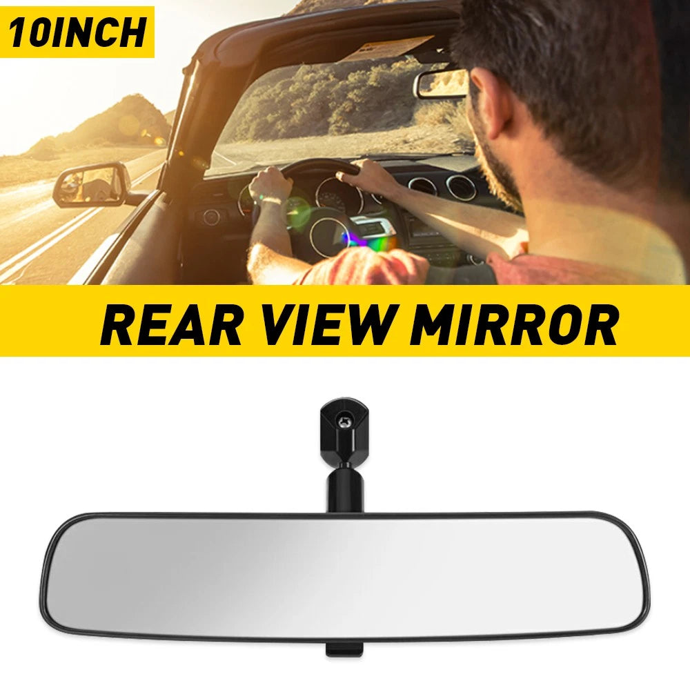 Rear View Mirror Inside Black Wide Angle Mirror Universal For Car SUV Truck 10"