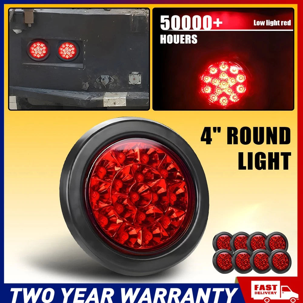 8X 4" Tail Lights Reverse Indicator RED LED 12V Stop Trailer Caravan Truck Boat