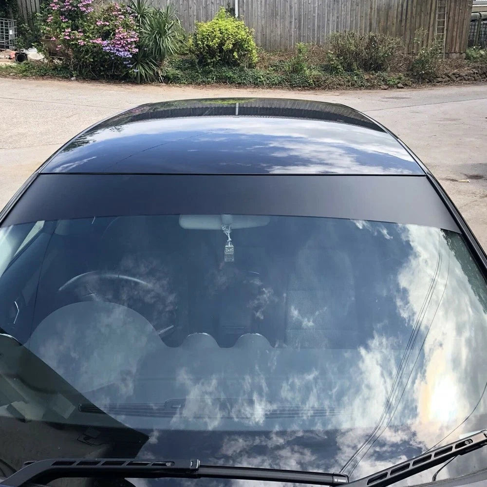 Matte Black Decal Sun Strip Windshield Eyebrow Banner Shade Tint Film 20cm*150cm