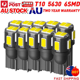 10pcs T10 W5W LED 6-SMD White Car Interior Light Parker Bulb Wedge Globe 12V/14V