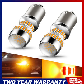 4X BA15S 1156 LED TURN SIGNAL INDICATOR GLOBE BULB AMBER NO HYPER FLASH NEWA