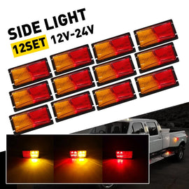 12X Red Amber 8 LED Clearance Lights Side Marker Lamp Trailer Truck Caravan RV