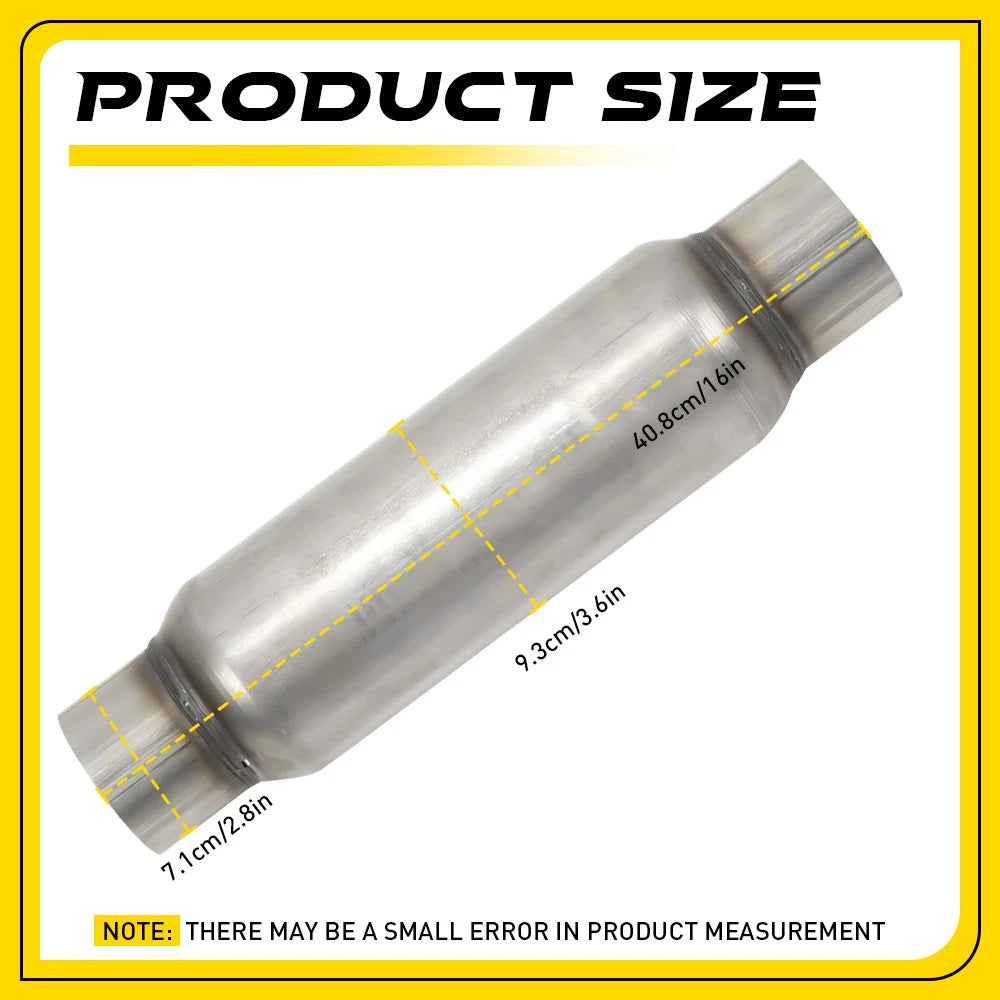 Race Exhaust Hotdog Resonator Muffler 12in Body Length 3" Inch Stainless Steel