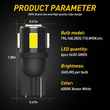 Load image into Gallery viewer, 10x AUXITO Canbus LED T10 Car Side Parker Wedge Globe Light Bulbs 194 168 White