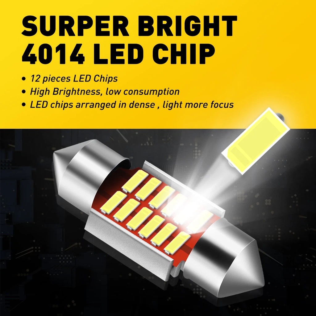 2x FESTOON Car AUTO LED INTERIOR DOME Door BULBS LIGHT WARM GLOBE 12V WHITE