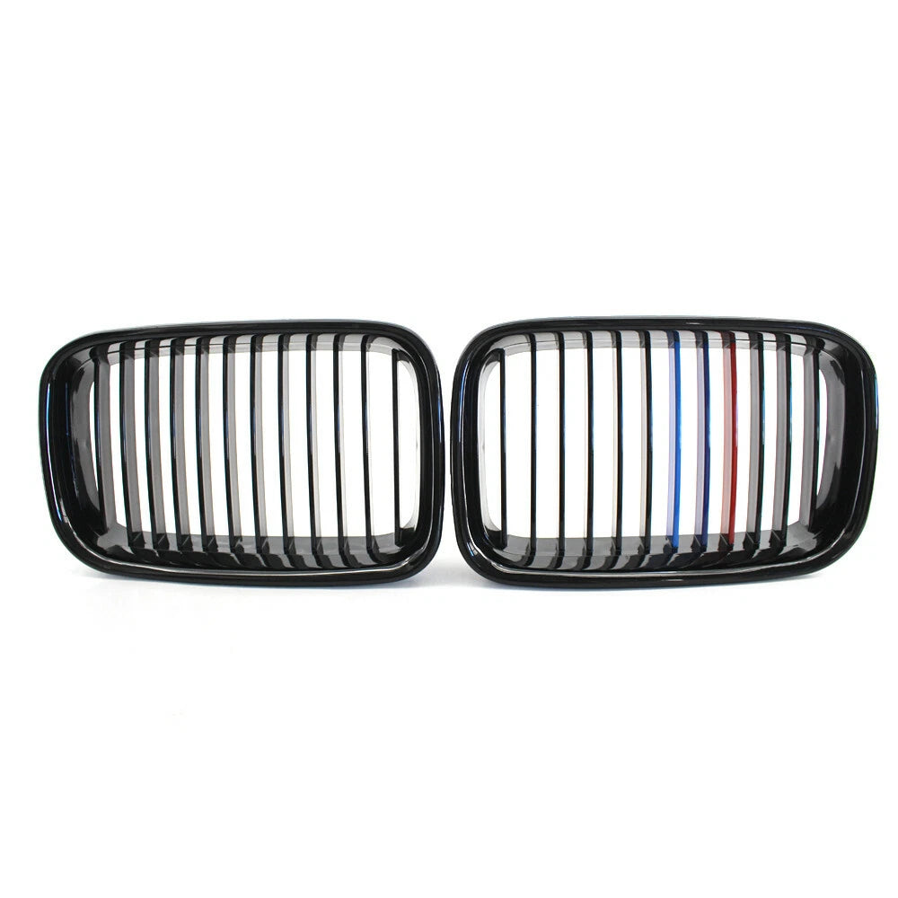 For BMW E36 Sedan Coupe M3 1990-96 Gloss Black M-Color Front Kidney Grille Grill