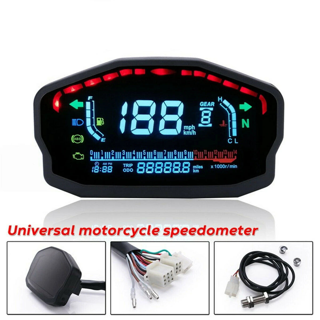 Universal Motorcycle Motorbike LCD Odometer Digital Speedometer Tachometer Gauge