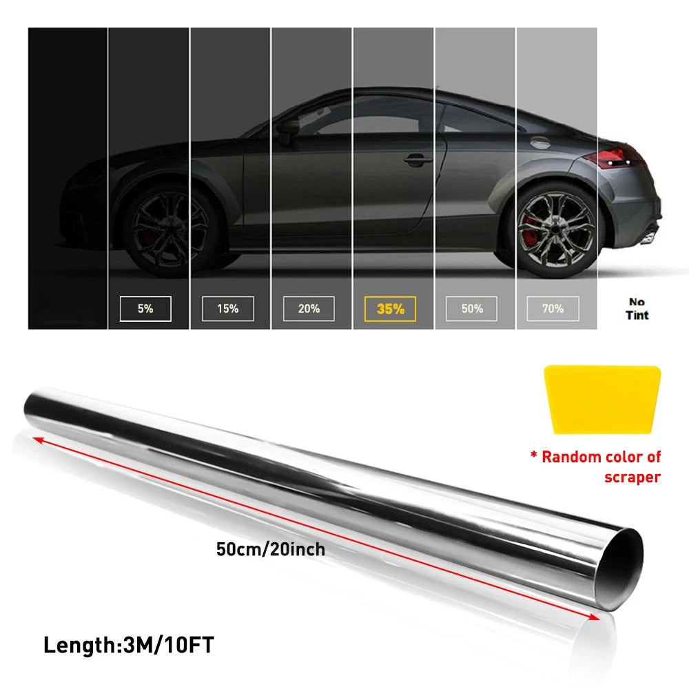 Window Tint 35% VLT 50cmX3m Car Film Roll Silver Home Tool Tinting Kit Universal