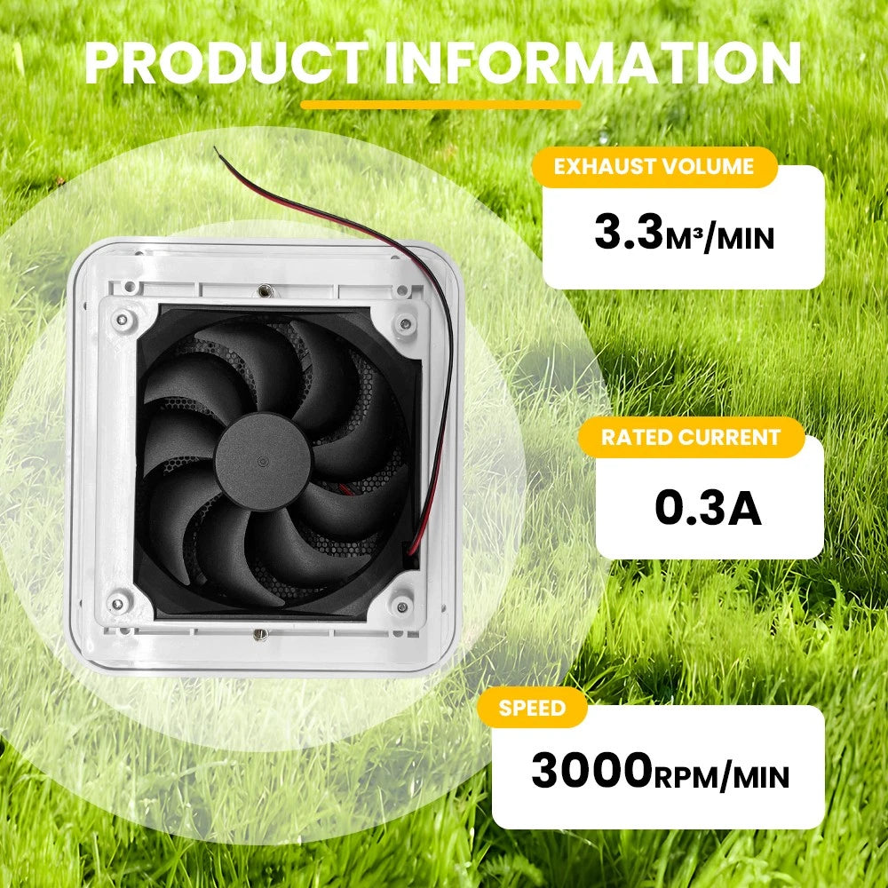 12V RV Caravan Motorhome Side Air Trailer Vent Ventilation Cooling Exhaust Fan
