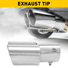 Load image into Gallery viewer, Silver Stainless Steel Car Exhaust Trim Dual Tip Muffler Throat Tailpipe Pipe AU