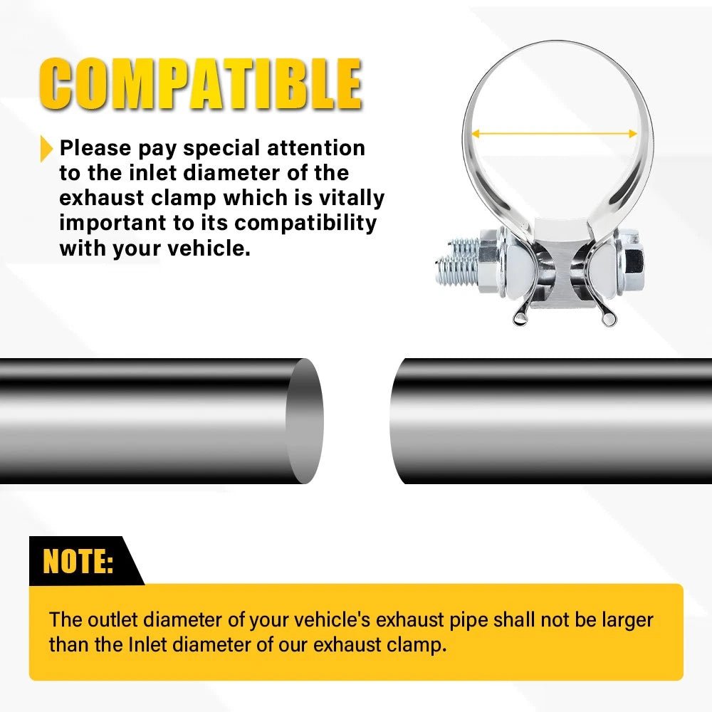 EXHAUST CLAMP STAINLESS BUTT JOINT 2PACK BAND CLAMP EXHAUST SLEEVE 2.5 INCH