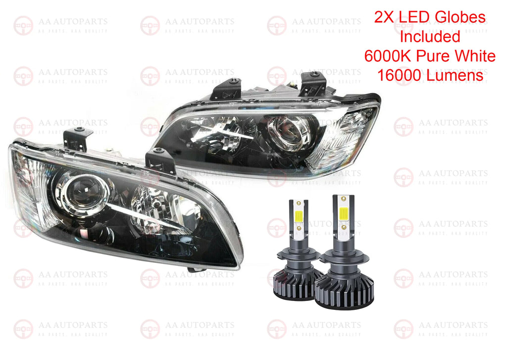 Projector Headlights Pair + LED Globes Holden Commodore VE Series 1 SSV Calais