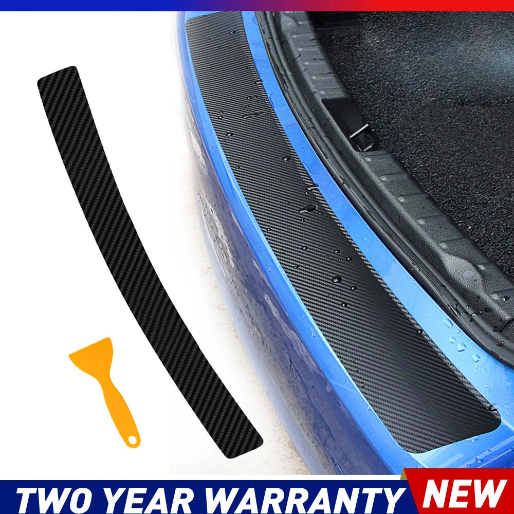 Car Rear Boot Bumper Protector Plate Trim Strip Cover Guard Carbon Fibre