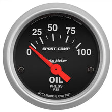Load image into Gallery viewer, Autometer Sport-Comp 2-1/16in Oil Pressure Gauge 0-100 PSI Short Sweep Electr...