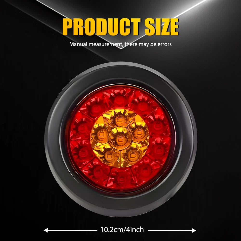 2/4/6X 4" Round LED Tail Lights RED AMBER Stop Brake Indicator Trailer Truck A