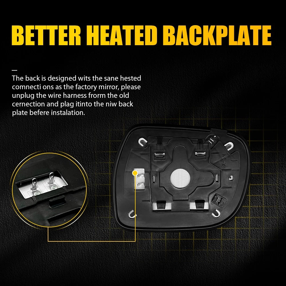 Right RH Driver Side Mirror Glass Heated w/ Base for 2005-2015 Toyota Hilux