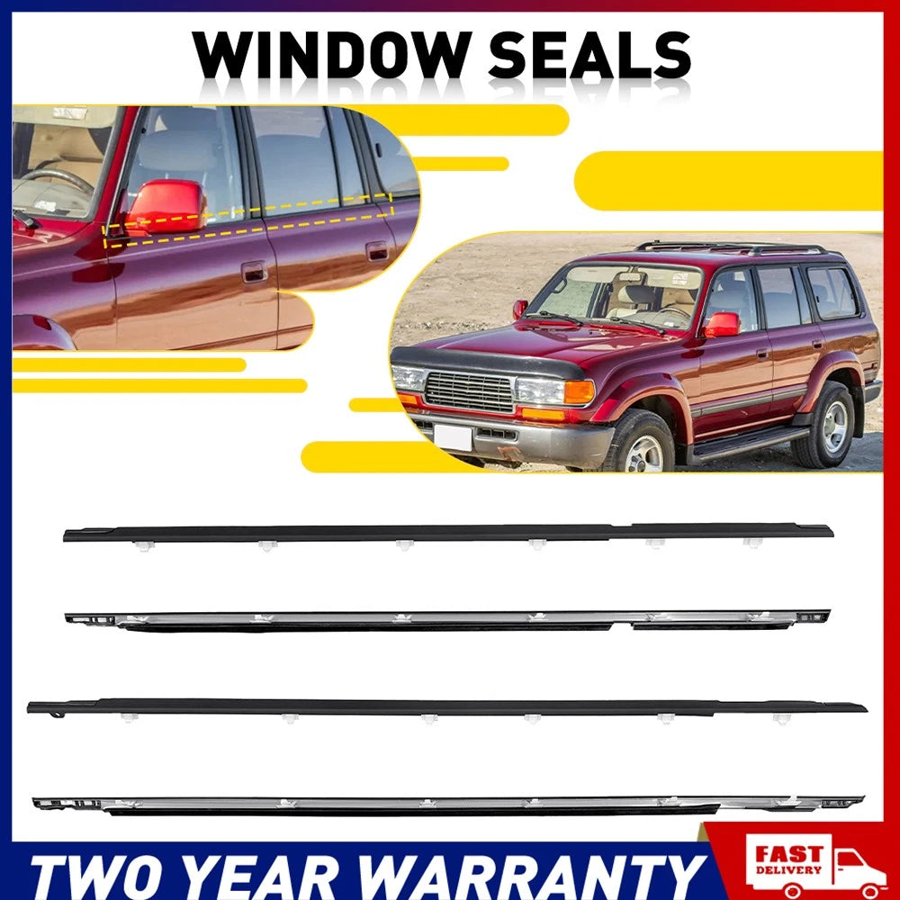 4x For 1990-1997 Toyota Landcruiser 80 Series Window Weather Seal Chrome