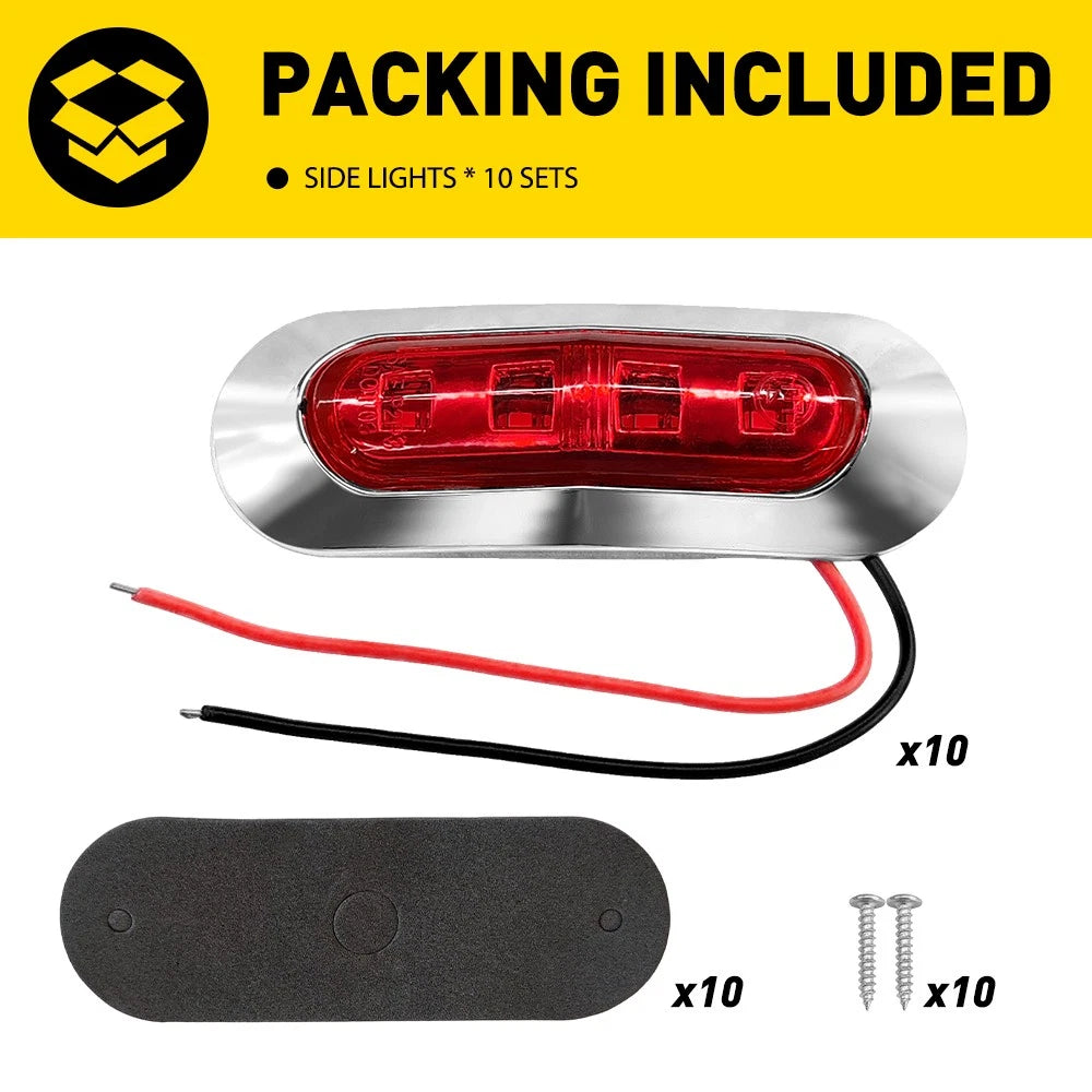 20X Red LED Clearance Lights Side Marker Lamp Trailer Truck Caravan Lorry IP67