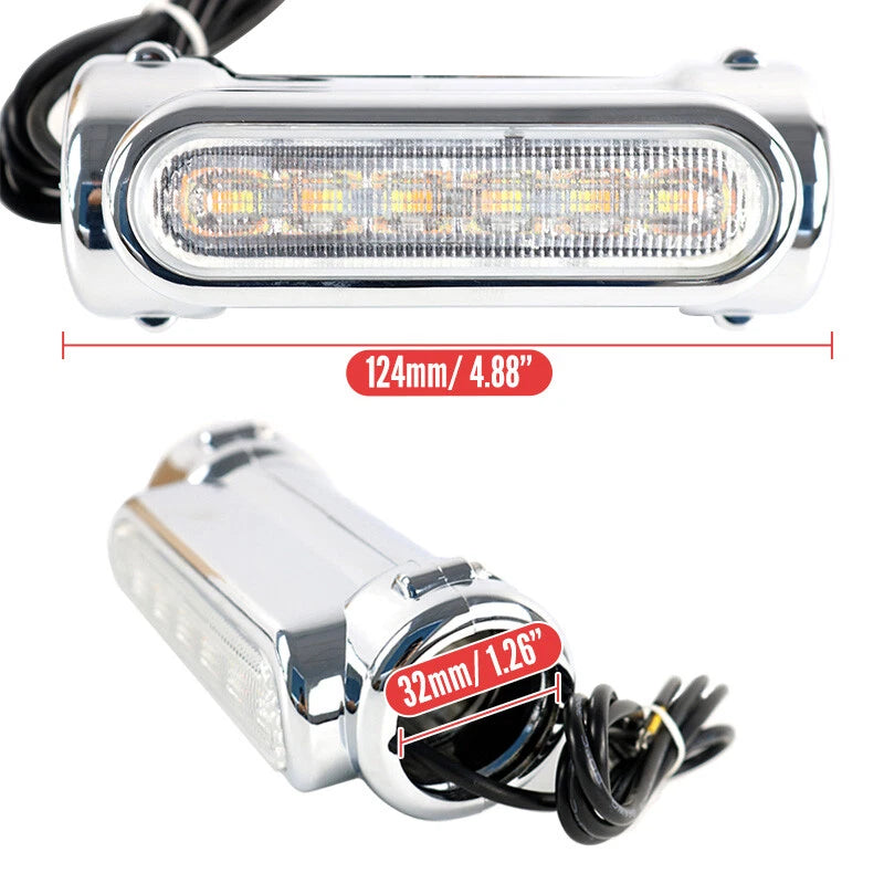 Chrome Motorcycle Crash Bar Light Kit Clear Lens for Harley with 32mm Bars ST