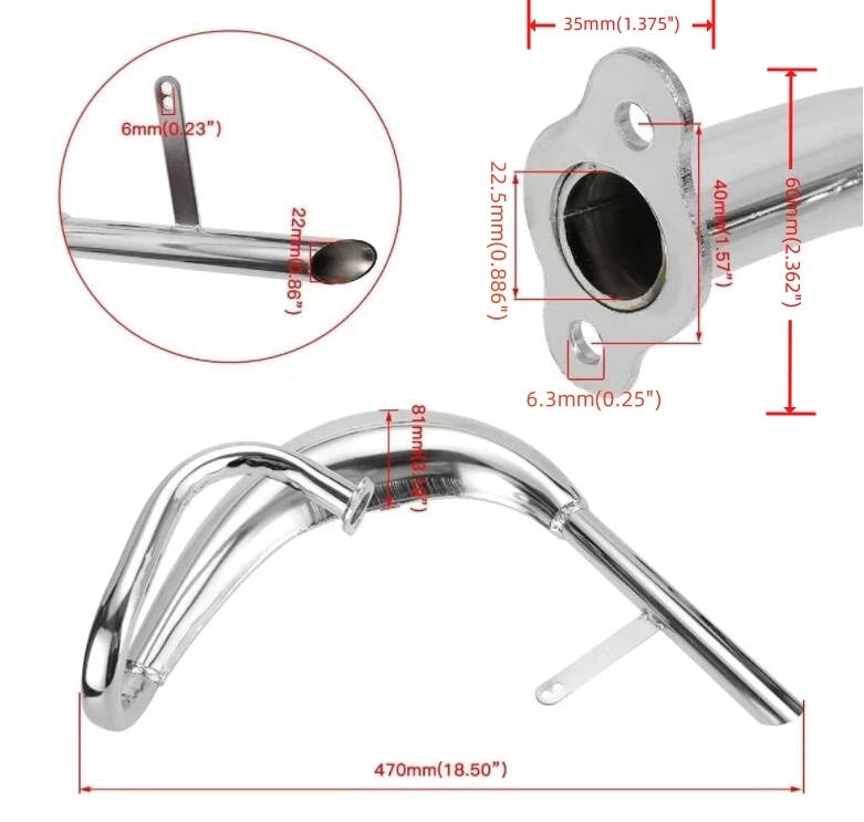 Expansion Chamber Muffler CDH66 2 Stroke Muffler-66cc FOR GAS MOTORIZED BICYCLE