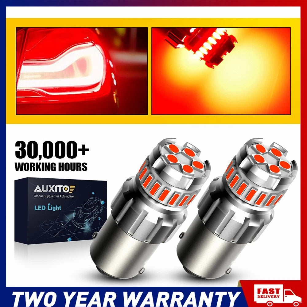 LED Light Bulb 1156 BA15S Brake Reverse Stop Tail Car Red Globe AUXITO A