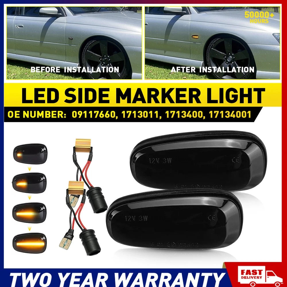 1 Pair LED Dynamic Side Marker Indicator Turn Signal Lights 1713400 For Holden