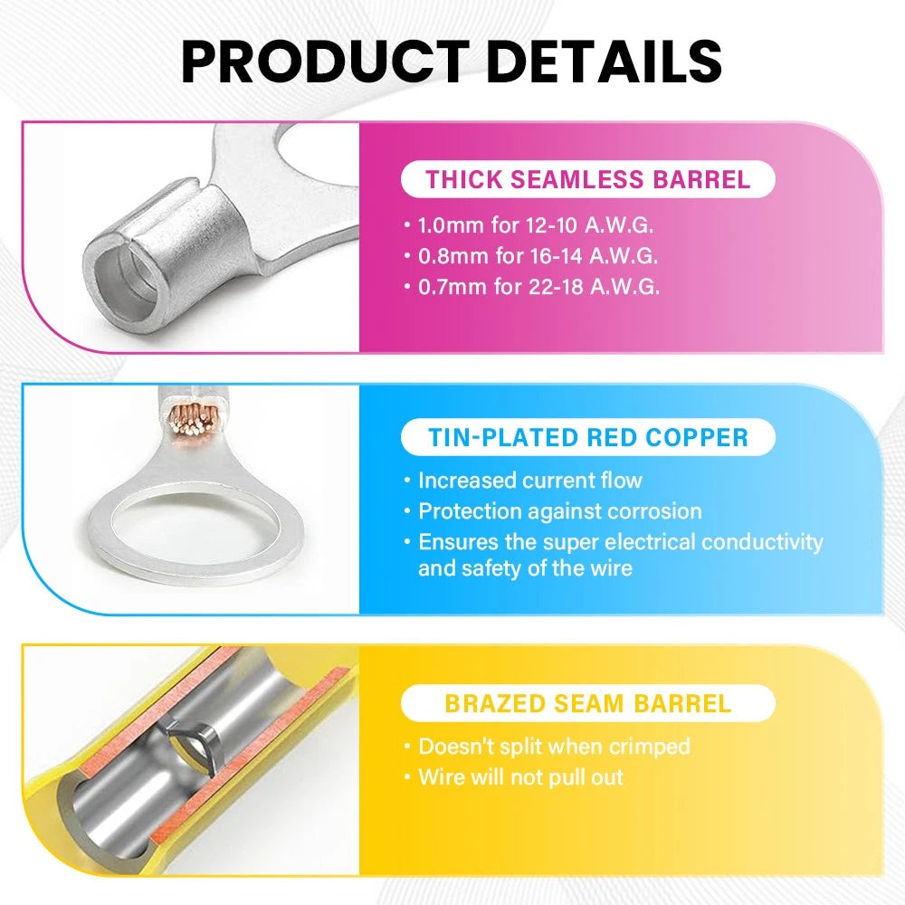 1080X Heat Shrink Butt Wire Connectors Waterproof Crimp Ring Splice Terminal