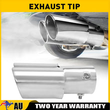 Load image into Gallery viewer, Silver Twin Outlet Car Exhaust Muffler Tip Tail Universal 2.5 Throat inlet Tips