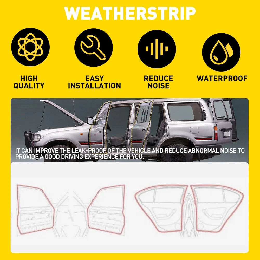 For Toyota LandCruiser HZJ80 HDJ80 HDJ81 FZJ80 Door Window Seal Channel Kit