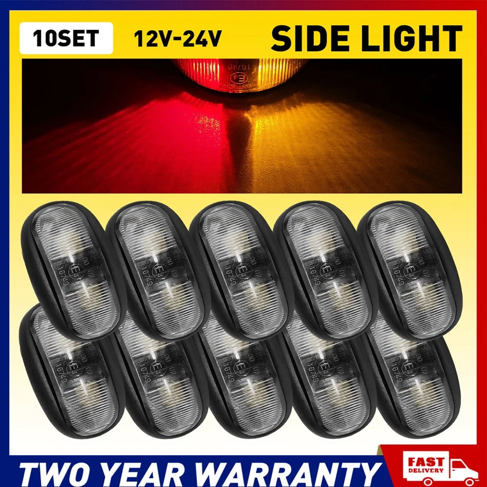 10/20/40X LED Clearance Lights Side Marker Amber Red Indicators Trailer Truck A