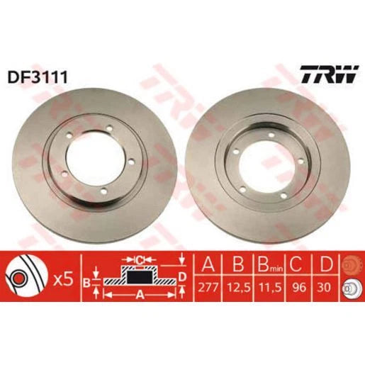 TRW Disc Brake Rotor Solid DF3111S