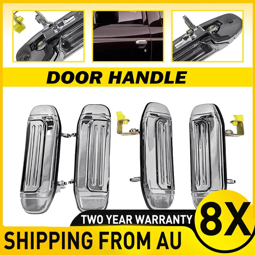 8x CLIP CHROME Front Rear Left Right Outer Door Handle for Mitsubishi Pajero NH