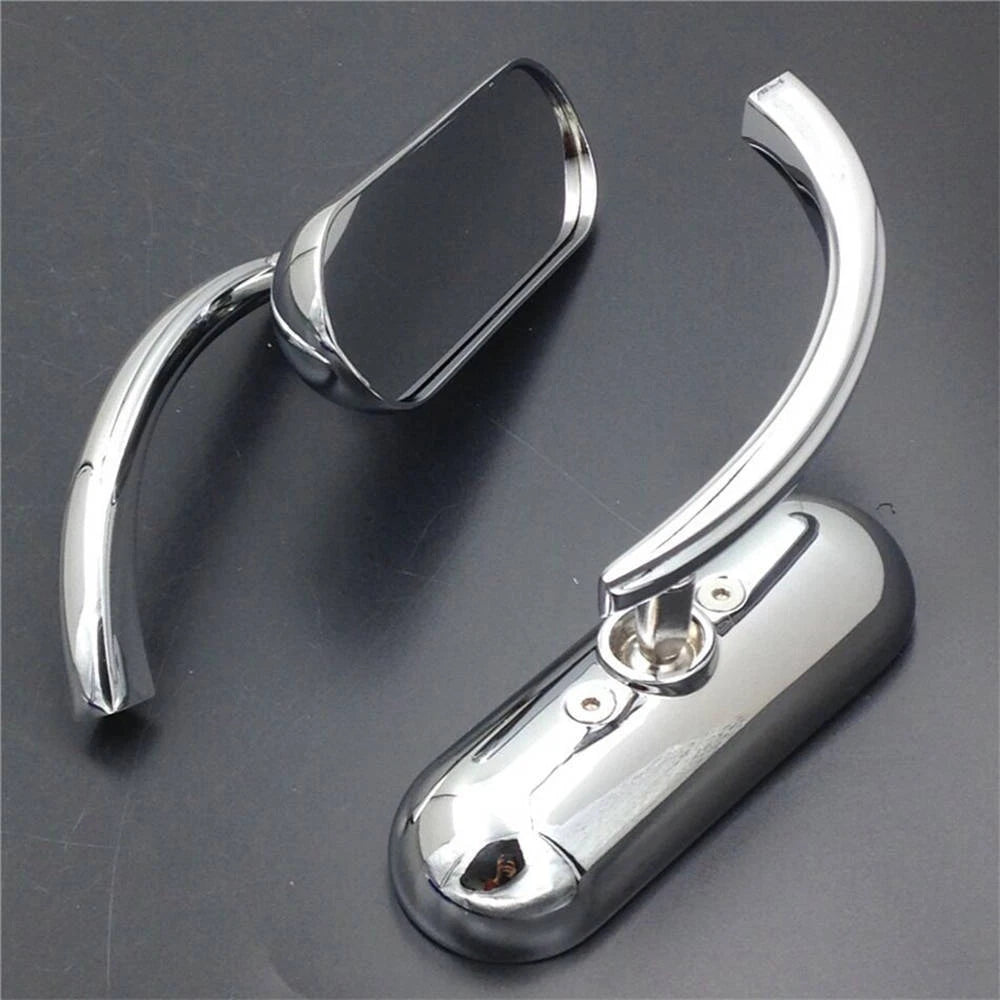 2x Chrome Motorcycle Mini Oval Rearview Mirror For Harley Sportster Dyna Softail