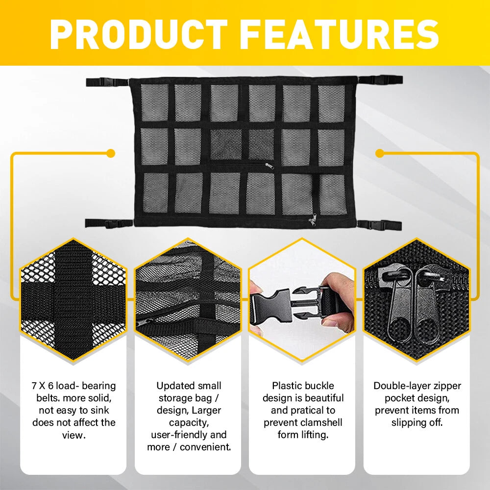 Universal Car Ceiling Storage Net Car Roof Cargo Net Mesh Storage Bag Campervan