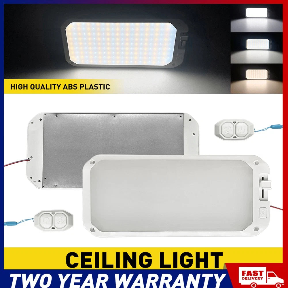 White Amber Len 12V LED Ceiling Roof Light Caravan Campervan Inside Lamp Switch